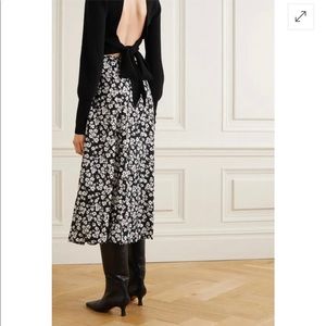 Reformation Zoe Skirt - Black White Floral Slit Skirt
